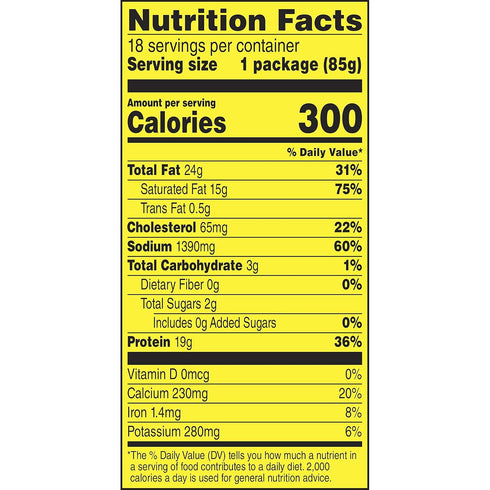 3.0 oz. (18 Count) Slim Jim Beef 'N Cheese Smoked Meat Sticks, Mild Flavor, High Protein