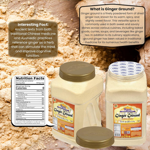80oz (5lbs) 2.27kg Rani Ginger (Adarak) Powder Ground, Spice Bulk PET Jar ~ All Natural | Vegan | Gluten Friendly |