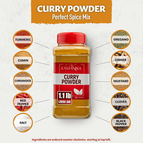1.1lb, Eastanbul Curry Powder, Traditional Indian Spice Blend Curry, Authentic Seasoning, Premium Quality Blend Yellow