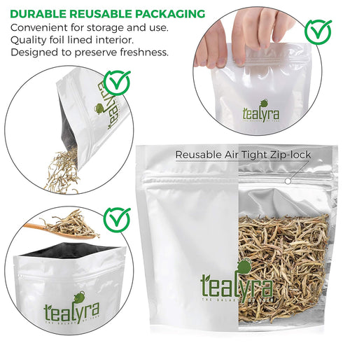 Tealyra Luxury Jasmine Silver Needle White Loose Tea, Grown in Fujian China, 110g