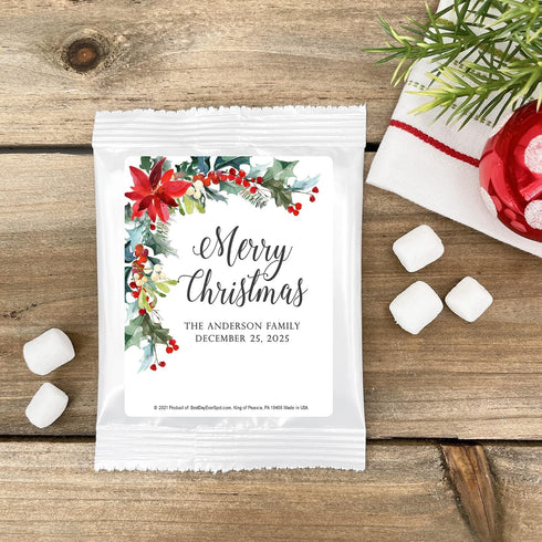 Best Day Ever Spot Poinsettia (Set 24) Christmas Hot Chocolate, Hot Chocolate Bar, Personalized Cocoa Favors, Holiday