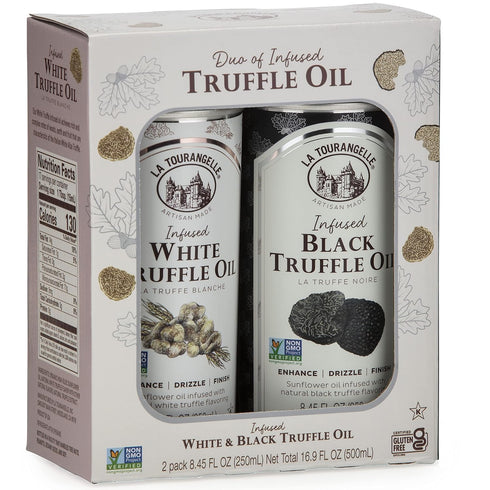 Set, 8.45 Oz (Set 2) La Tourangelle, White Truffle Oil & Black Truffle Oil Complex Gourmet Earthy Flavor for Drizzling