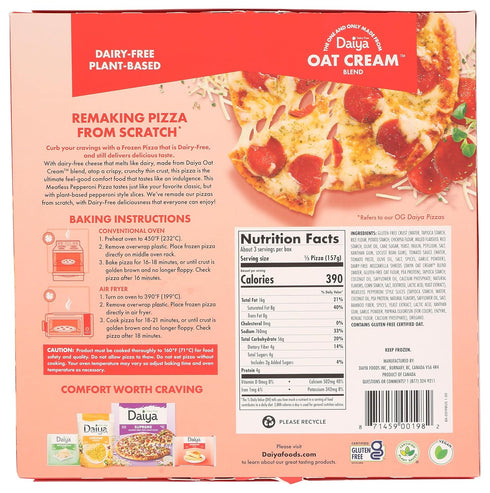 Frozen, 16.7 Daiya, Dairy Free Gluten Free Meatless Pepperoni Vegan Pizza, Ounce