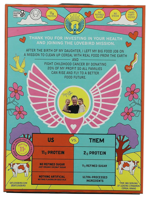 7 Lovebird, Organic Cinnamon Protein Cereal, Ounce