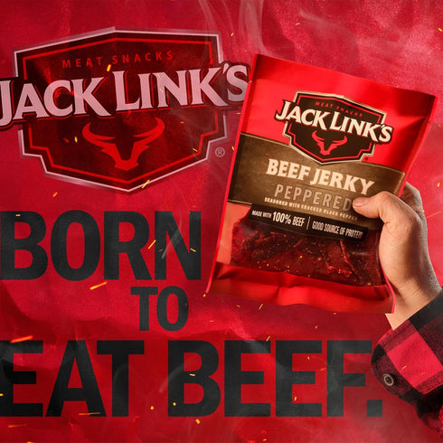 9g 100% Jack Link's Beef Jerky, Peppered, Half Pounder Large Jerky Bag - Flavorful Meat Snack, Ready to Eat Protein