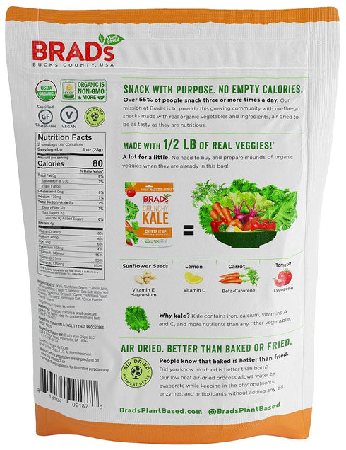 Brad's Plant Based 2 oz Pack Organic Cheeze it Up Crunchy Kale Bag - Single