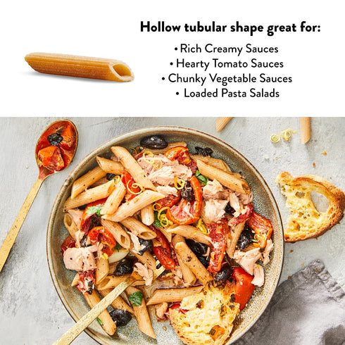 1 (7 Pack), 100% DeLallo Whole Wheat Penne Pasta, Pound Bag, Certified Organic, Made in Italy, Whole Grain, Bronze Cut