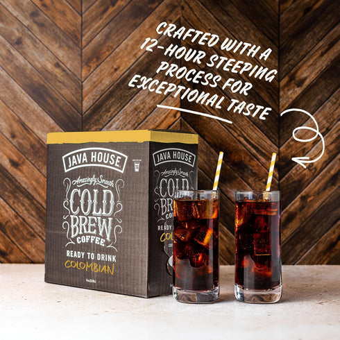 100% 1 (16 Java House Cold Brew Coffee on Tap Premium Arabica Medium Roast Smooth Colombian Flavor with Chocolate