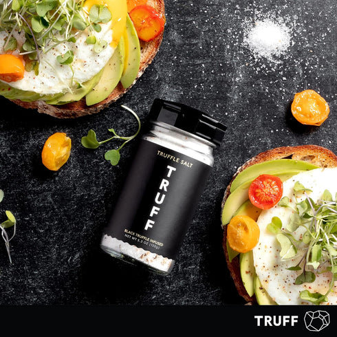 TRUFF Black Truffle Salt, Fine & Coarse Sea Salt, Dried Black Summer Truffles, Specialty Seasoning for Steaks & Popcorn