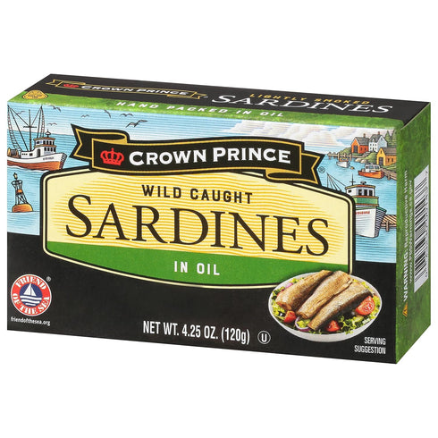 4.25-Ounce (Pack 12) Crown Prince Sardines in Oil, Cans