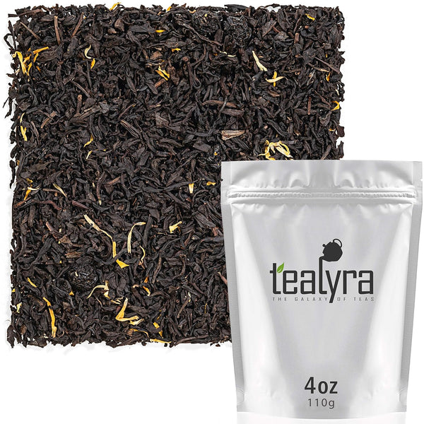 Tealyra Wild Blueberry Black Loose Leaf Tea Blend with Chrysanthemum - Caffeine Bold, All Natural Ingredients, 110g
