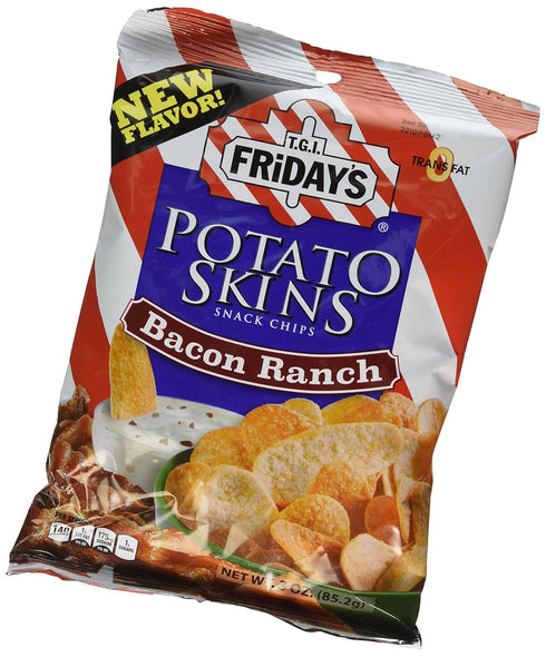 TGI FRIDAYS Bacon Ranch Potato Skin chips, 3 Ounce -- 6 per case.