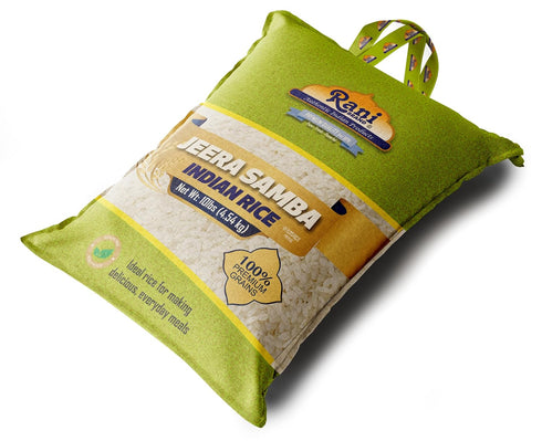 160oz (10lbs) 4.54kg Rani Jeera Samba Indian Rice Cloth Bag ~ All Natural | Gluten Friendly | Vegan | Kosher | Export