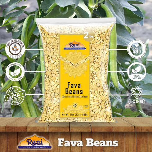 32oz (2lbs) 908g Rani Fava Beans (Split Broad Beans Skinless) ~ All Natural | Gluten Friendly | Non-GMO | Kosher |