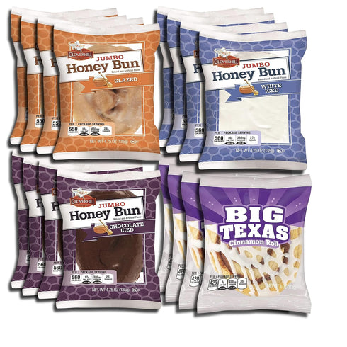 Cloverhill Bakery Ultimate Honey Bun Variety Pack: Includes Big Texas, Chocolate, Iced and