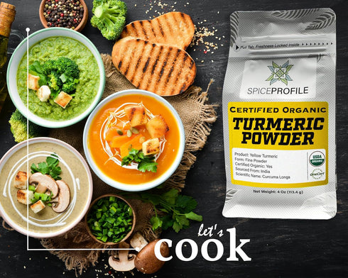 Organic Turmeric Powder (Curcumin) from India by Spice Profile, USDA Certified Organic, 4oz Resealable Pouch
