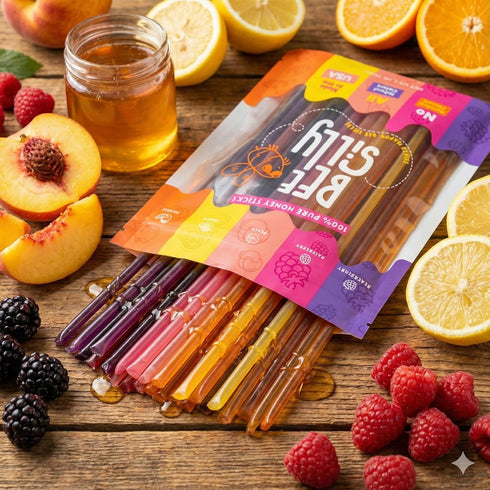 Bee Silly 15 (25 pack, Flavored Honey Sticks - USDA Grade Single Serve Straws, Only Calories Each - Pure Natural