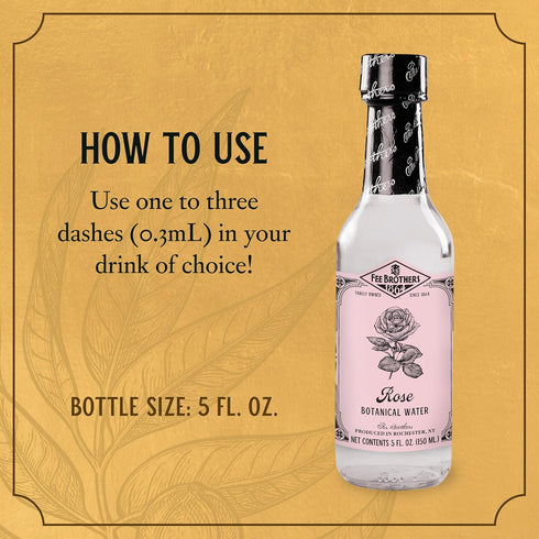 5 oz Fee Brothers Rose Botanical Water - Cocktail Mixer, Aromatic Spirit and Floral Flavoring Extract, fl