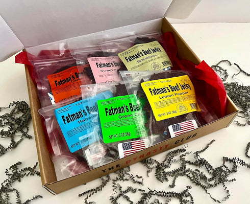 Pack 6 Pack Jerky Dynasty Fatman's Beef Jerky Variety - Flavors Including Spicy Habanero, Green Chile & Savory Garlic