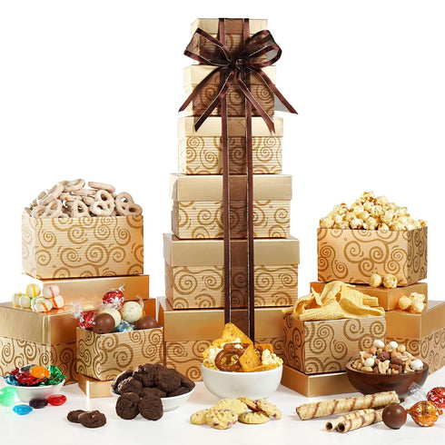 Broadway Basketeers Mother's Day Tower, Gift Tower with Gourmet Cookies & Snack