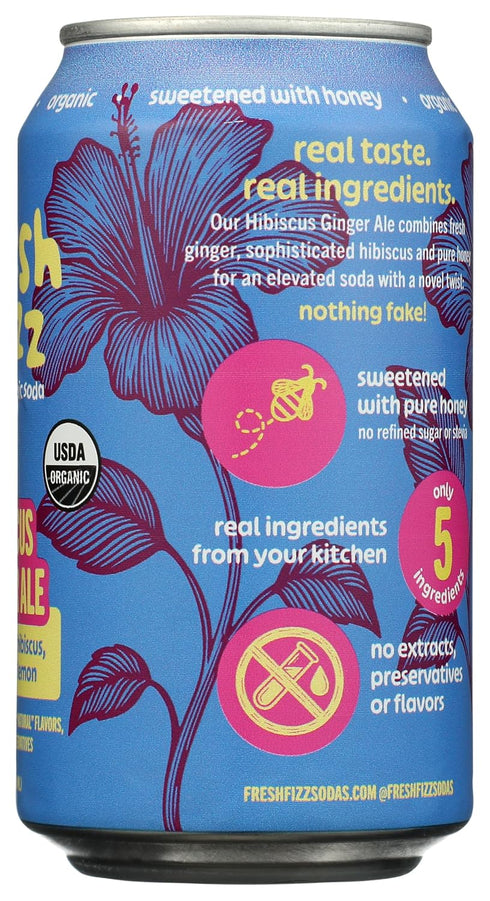 Fresh Fizz Organic Soda w/Real Food Ingredients, Sweetened w/Honey, Made w/Juices, Spices & Fresh Herbs (Hibiscus