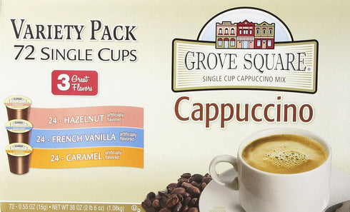 (Pack 72) Grove Square Cappuccino Pods, Variety, Single Serve