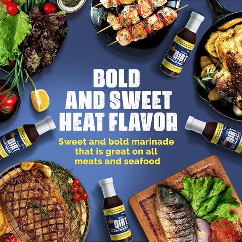 Todd's DIRT 15oz 4 Pack, 100% Todds DIRT - Down and DIRTY Marinade Bottles Steak, Pork and Chicken Marinade, Gourmet