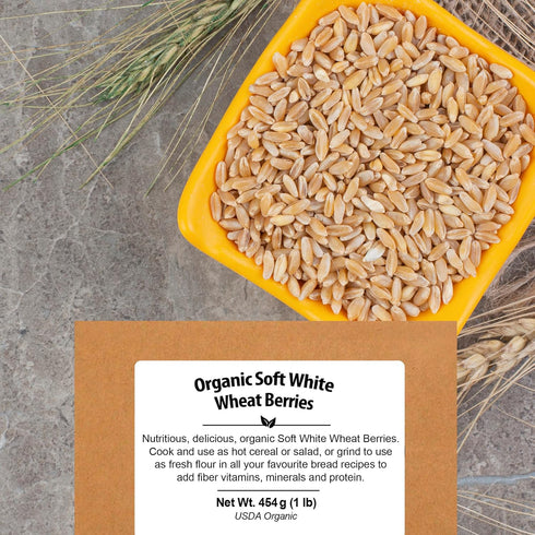 (5.8lb) Be Still Farms Organic Soft White Wheat Berries - Healthy Whole Grains Bulk - Ideal for Feeder Oats, Flour
