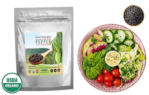 Coconut Country Living Organic Whole Black Peppercorns, Fair Trade Premium Grinder Refill, 8 oz