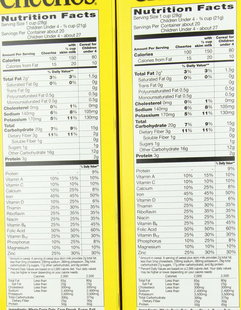 20.35 oz., 2 Count General Mills Cheerios Toasted Whole Grain Oat Cereal