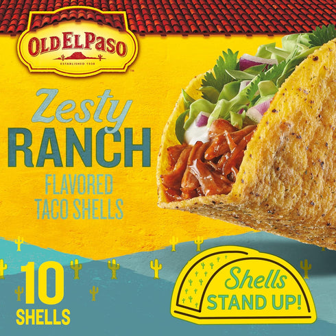 10 5.4 oz (Pack 6) Old El Paso Stand 'N Stuff Taco Shells, Zesty Ranch, Gluten Free Crunchy Corn Taco Shells, Ct