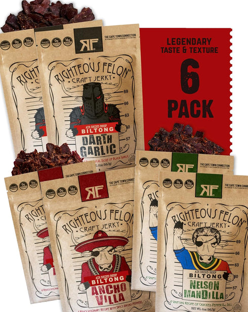 Righteous Felon Biltong Beef Jerky Variety Pack | South African Biltong Snack