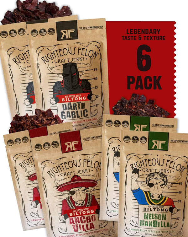 Righteous Felon Biltong Beef Jerky Variety Pack | South African Biltong Snack