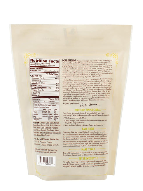 14oz (Pack 1) Bob's Red Mill Gluten Free Tropical Muesli, of - Gluten Free, Non GMO, Whole Grain, Kosher