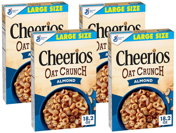 Cheerios Oat Crunch Almond Breakfast Cereal, Made with Whole Grain, Large Size,