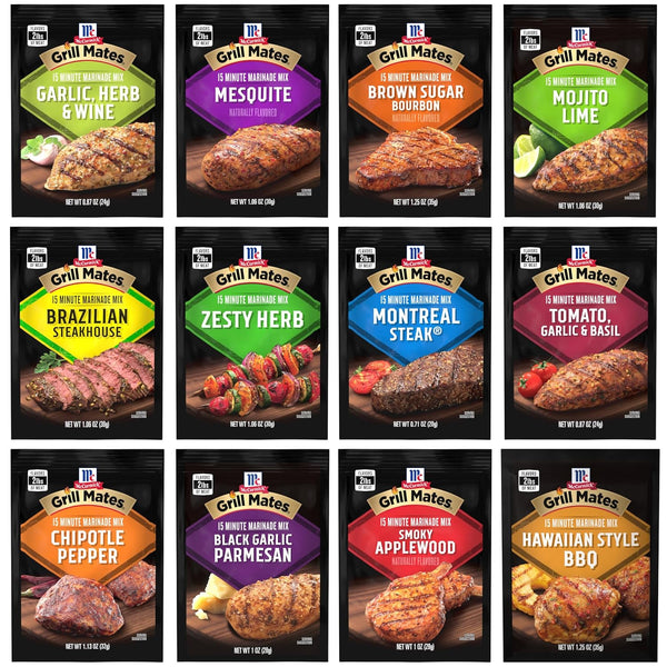 McCormick Grill Mates Marinade Mix Variety Pack, Includes 12 Marinade Mixes, Sweet,