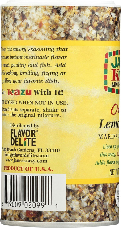 Jane's Krazy Seasonings Mixed-Up Lemon Pepper Marinade & Seasoning, 2.5 Ounce
