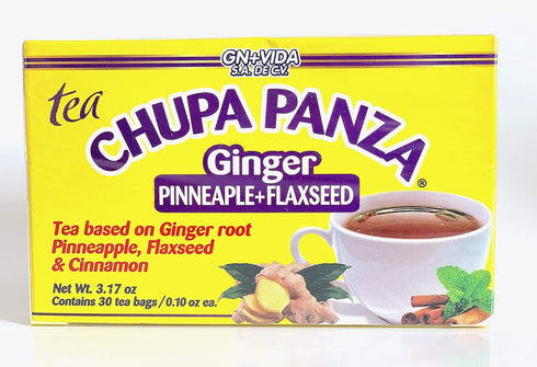 GN+Vida Tea CHUPA Panza, Tea Based ONGINGER Root, PINNEAPPLE, Flaxseed & Cinnamon (30