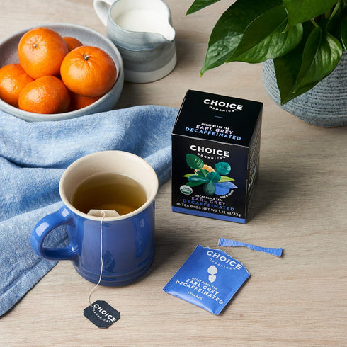 (6 Pack) 96 Choice Organics - Organic Decaffeinated Earl Grey Tea - With Bergamot - Fair Trade - Compostable - Organic