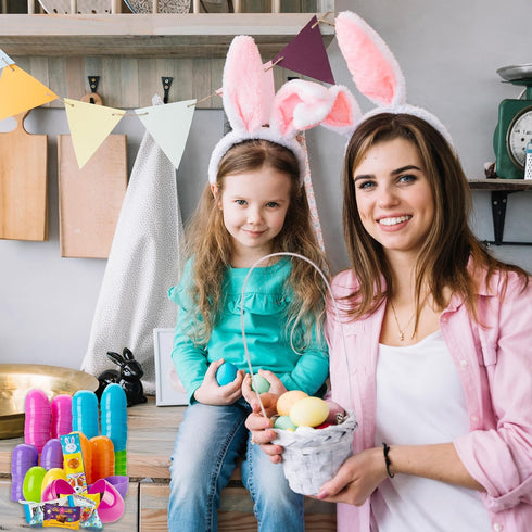 50 Count Prefilled Easter Eggs with Candy, Bulk, Assorted Colors Plastic Eggs with Spring Themed Chocolate Candy Mix