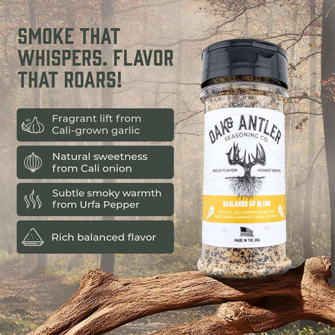 5 Oz Oak & Antler Badlands AP Blend, Small-Batch Seasoning with Sea Salt, Garlic, Onion, Urfa Chili Pepper & Black