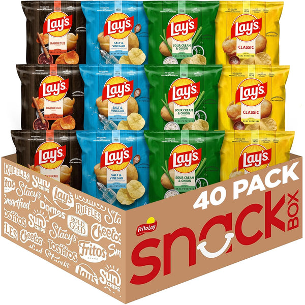 Lay's Potato Chips, 4 Flavor Variety Pack, 1 oz Single Serve Bags, (40