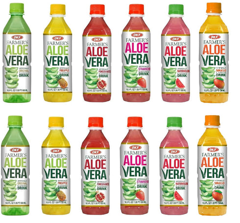 OKF Farmer's Aloe Vera Drink with Pulp Variety Pack includes Original, Pineapple,
