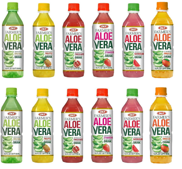 OKF Farmer's Aloe Vera Drink with Pulp Variety Pack includes Original, Pineapple,