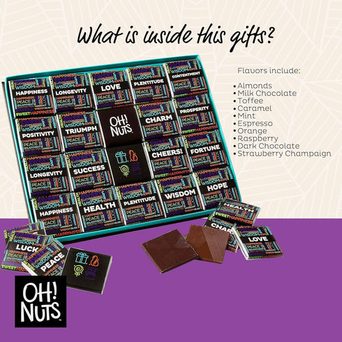 20 Oh! Nuts Chocolate Gift Basket - Gourmet Belgium Chocolates Gifts Baskets - Assorted Flavors Chocolate Blessings