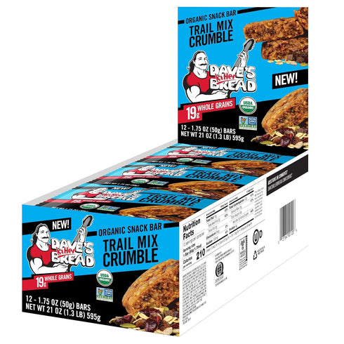 12 (Pack 1) Dave's Killer Bread Trail Mix Crumble Organic Snack Bars, Individually Wrapped Snack Bars