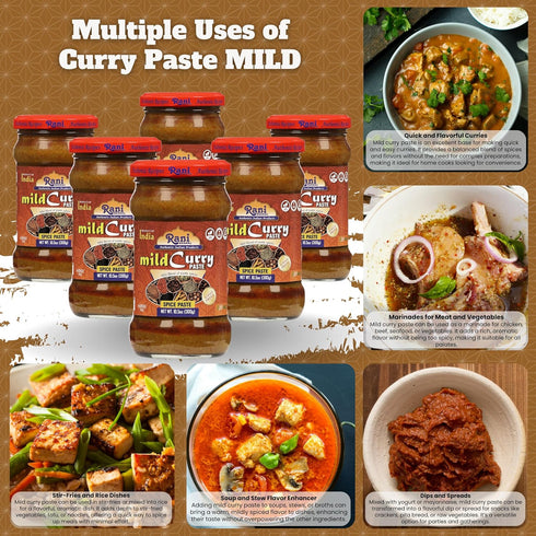 10.5oz (300g) Pack 5+1 Rani Curry Paste MILD (Spice Paste) Glass Jar, of FREE ~ No Colors | All Natural | NON-GMO |