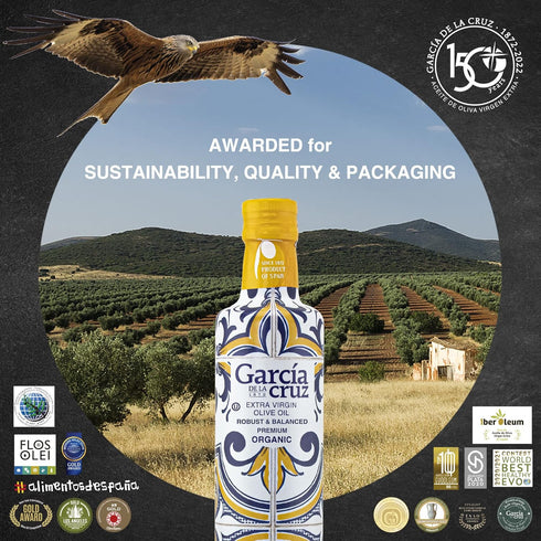 500 ml GARCA DE LA CRUZ - Organic Extra Virgin Olive Oil, Master Miller Premium Oil, Almond and Tomato Tones, Smooth