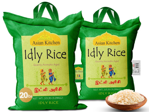 20-Pound 20lbs (9.08kg) Asian Kitchen Idly (Idli) Rice Bag, Short Grain Rice ~ All Natural | Gluten Free | Vegan |