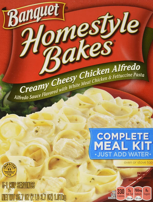 Banquet Homestyle Bakes Creamy Cheesy Chicken Alfredo, Meal Kit, 35.7 oz.